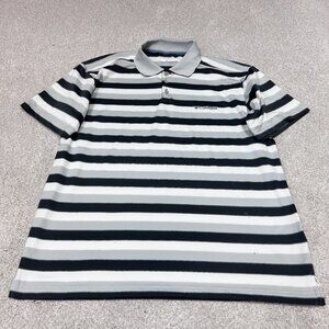 Columbia Polo Men’s Gray White Striped Short Sleeve Size Large